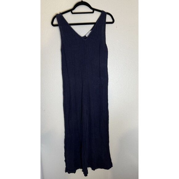 LACAUSA Rainbow Jumpsuit Velvet 100% Linen Navy Blue Size XS - Picture 3 of 6